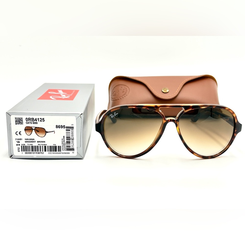 Ray-Ban RB4125 Sunglasses Aviators Havana 710/51 59/140 w/ Case & Original Box - Picture 5 of 16